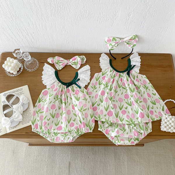 Girls Mock 2-Piece Romper main image 1