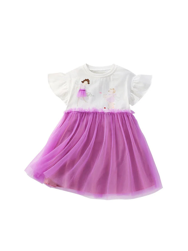Girls Cartoon Patchwork Dress