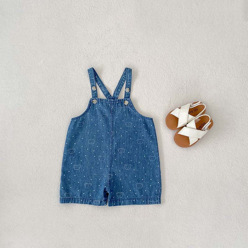 Teddy Print Witte Stippen Denim